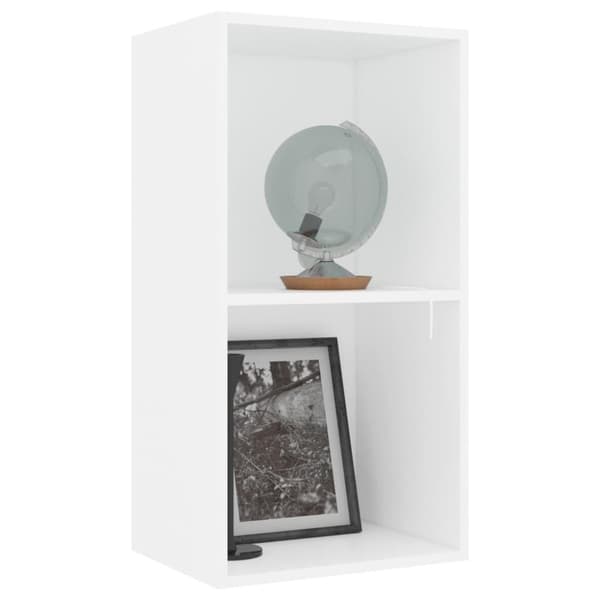 vidaXL Bokhylla 2 hyllor vit 40x30x76,5 cm spånskiva