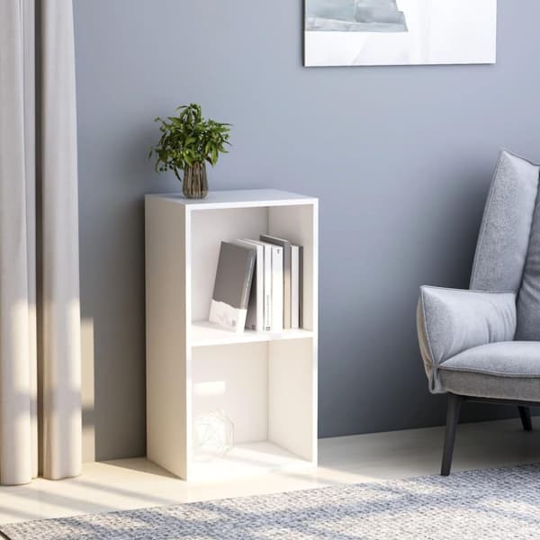vidaXL Bokhylla 2 hyllor vit 40x30x76,5 cm spånskiva
