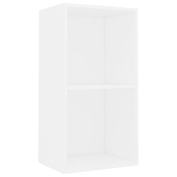 vidaXL Bokhylla 2 hyllor vit 40x30x76,5 cm spånskiva
