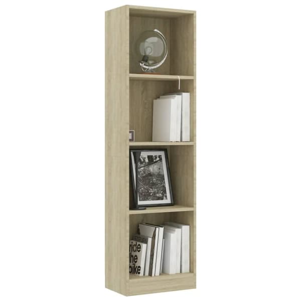 vidaXL Bogreol/reol med 4 hylder 40x24x142 cm konstrueret træ sonoma-eg change