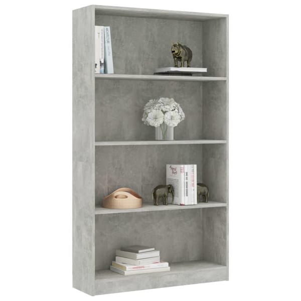 vidaXL Bogreol/reol med 4 hylder 80x24x142 cm konstrueret træ betongrå change