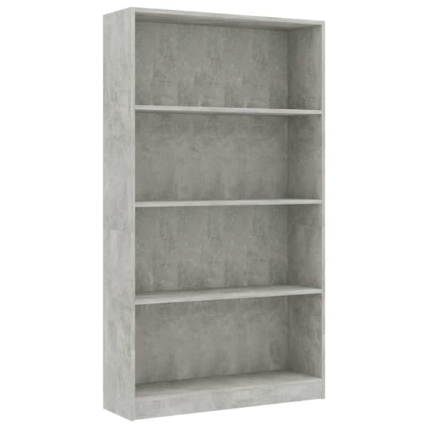 vidaXL Bogreol/reol med 4 hylder 80x24x142 cm konstrueret træ betongrå change
