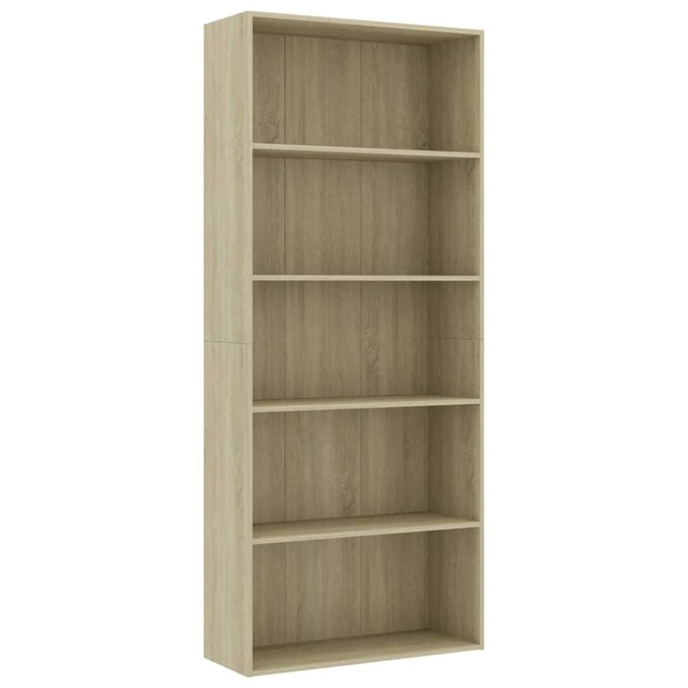 vidaXL bogreol med 5 hylder 80 x 30 x 189 cm spånplade sonoma-eg