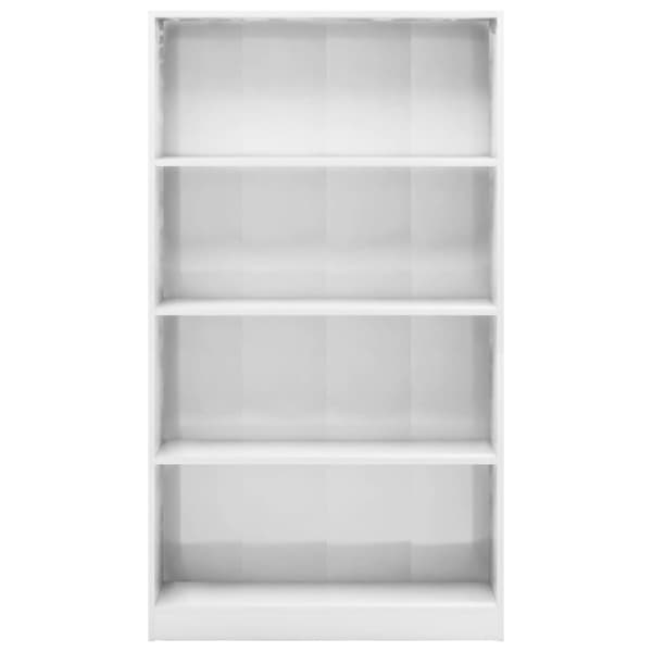 vidaXL Bogreol/reol med 4 hylder 80 x 24 x 142 cm spånplade hvid højglans change