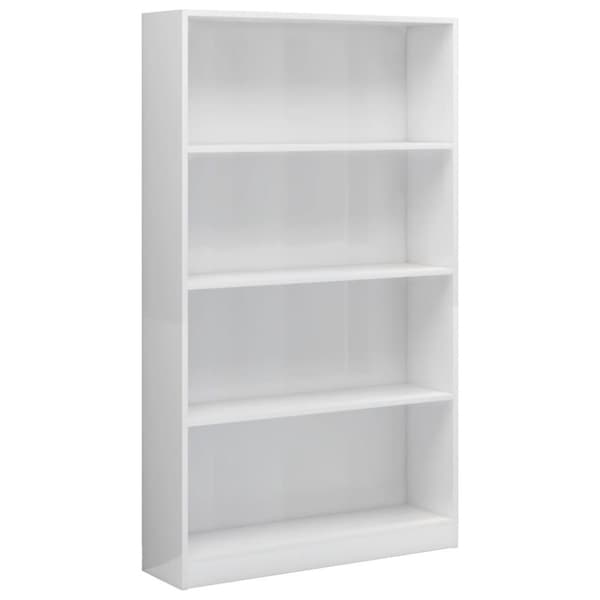 vidaXL Bogreol/reol med 4 hylder 80 x 24 x 142 cm spånplade hvid højglans change