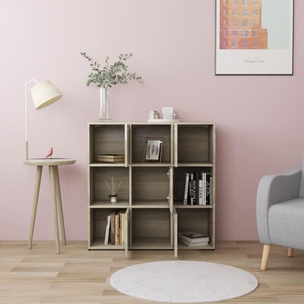 vidaXL Bogreol/reol 90x30x90 cm spånplade sonoma-eg change