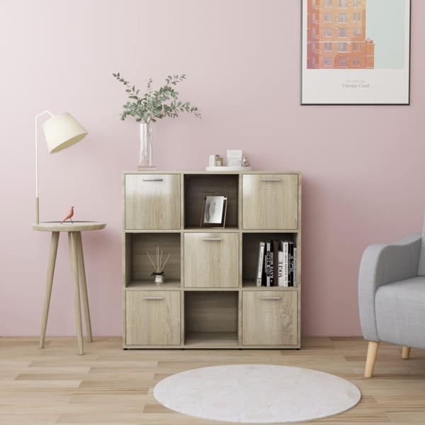 vidaXL Bogreol/reol 90x30x90 cm spånplade sonoma-eg change
