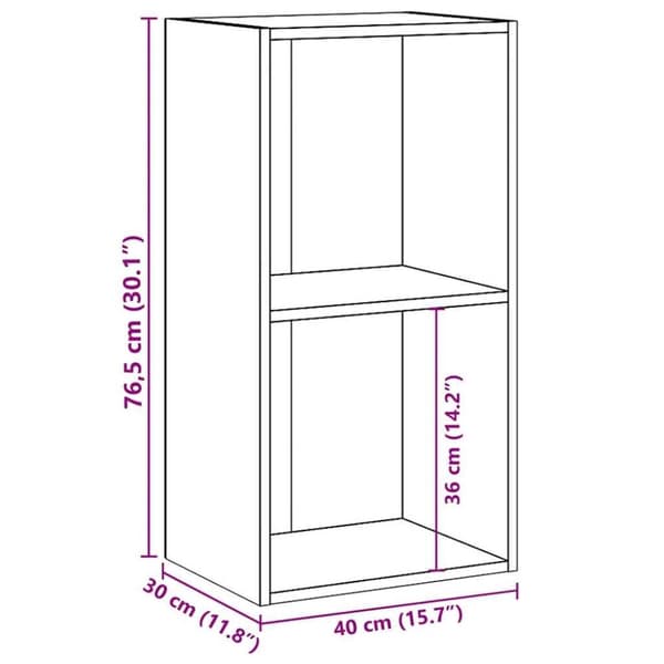 vidaXL 2-tasoinen kirjahylly betoninharmaa 40x30x76,5 cm lastulevy