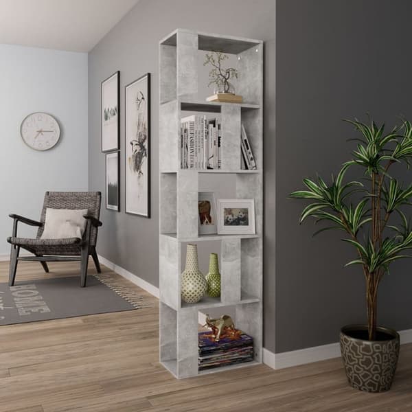 vidaXL Reol/rumdeler 45 x 24 x 159 cm spånplade betongrå