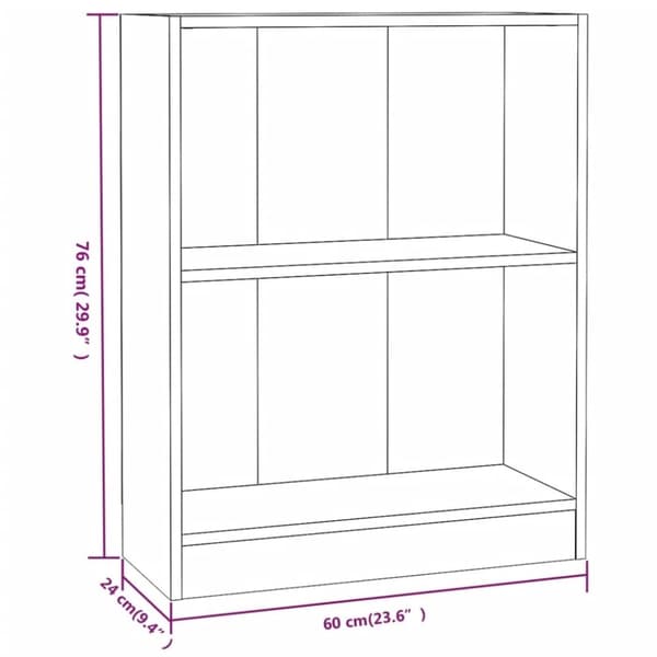 vidaXL Bokhylle hvit 60x24x76 cm konstruert tre