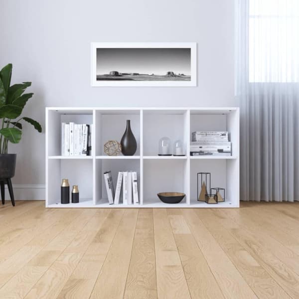 vidaXL Bokhylle/skjenk hvit 66x30x130 cm konstruert tre