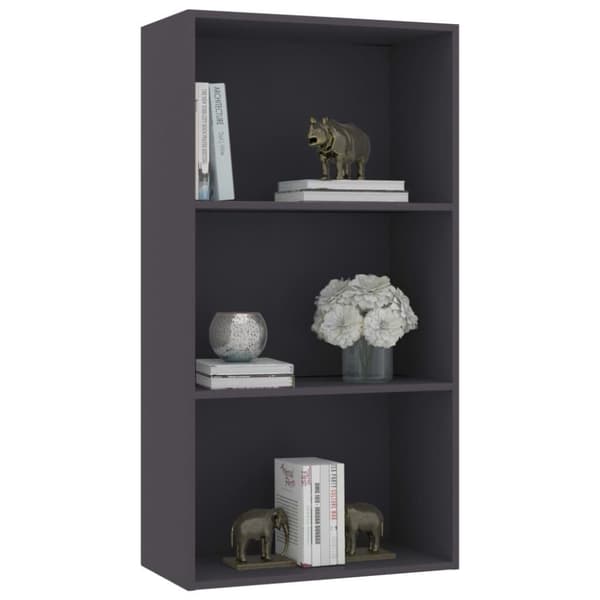 vidaXL Bogreol/reol med 3 hylder 60 x 30 x 114 cm spånplade grå change
