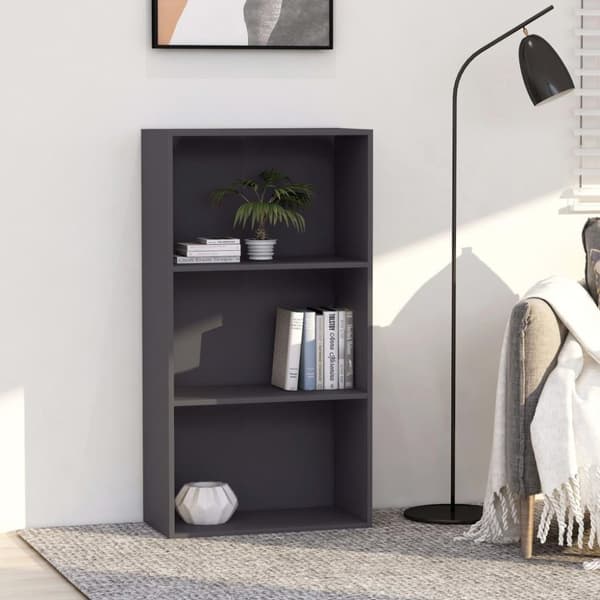 vidaXL Bogreol/reol med 3 hylder 60 x 30 x 114 cm spånplade grå change