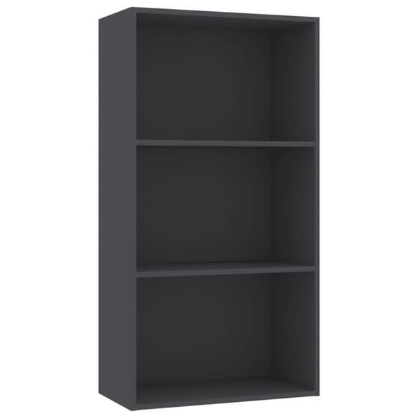 vidaXL Bogreol/reol med 3 hylder 60 x 30 x 114 cm spånplade grå change