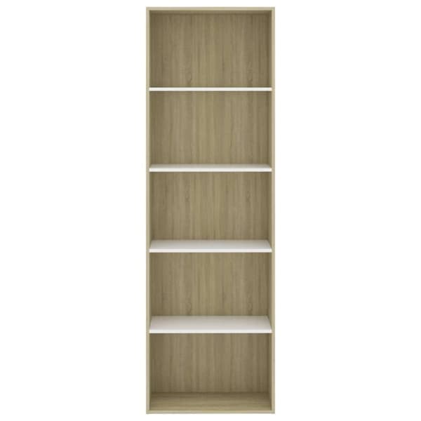 vidaXL Bogreol/reol med 5 hylder 60 x 30 x 189 cm spånplade hvid sonoma-eg