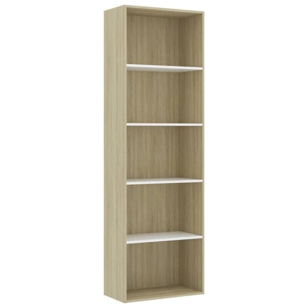 vidaXL Bogreol/reol med 5 hylder 60 x 30 x 189 cm spånplade hvid sonoma-eg
