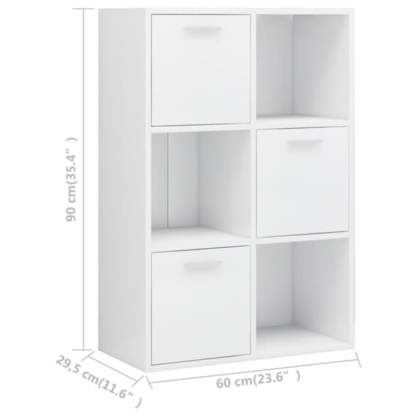 vidaXL Oppbevaringsskap høyglans hvit 60x29,5x90 cm sponplate