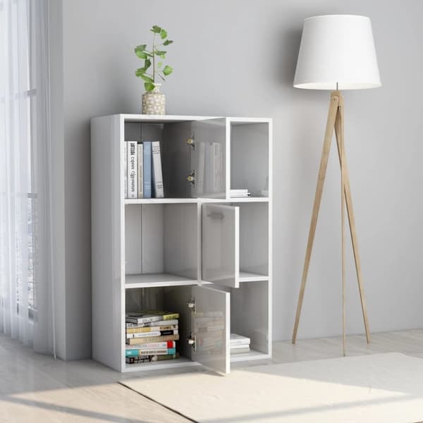 vidaXL Oppbevaringsskap høyglans hvit 60x29,5x90 cm sponplate