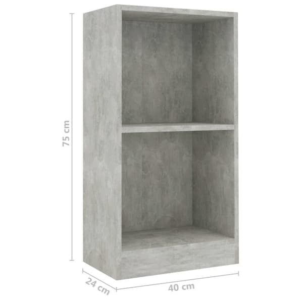 vidaXL Bogreol/reol 40 x 24 x 75 cm spånplade betongrå change