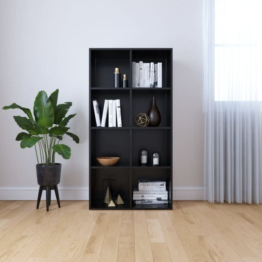 vidaXL Bokhylla/skänk svart 66x30x130 cm spånskiva