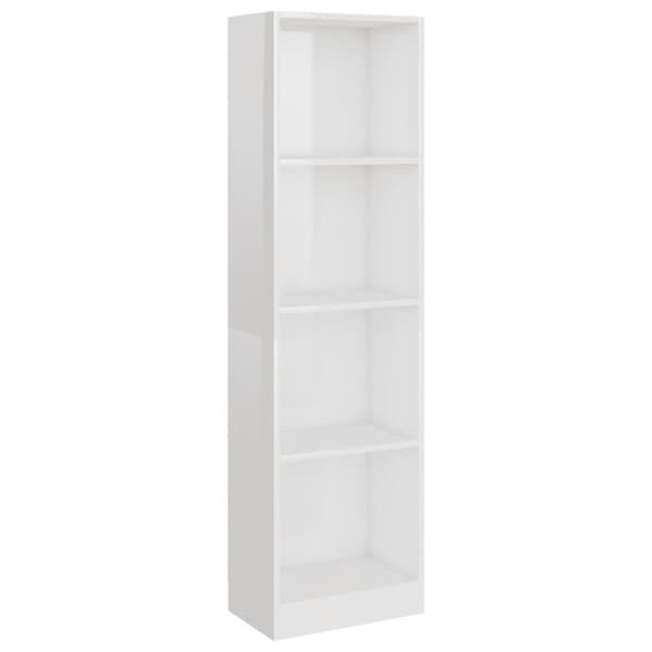vidaXL Bogreol/reol med 4 hylder 40 x 24 x 142 cm spånplade hvid højglans change