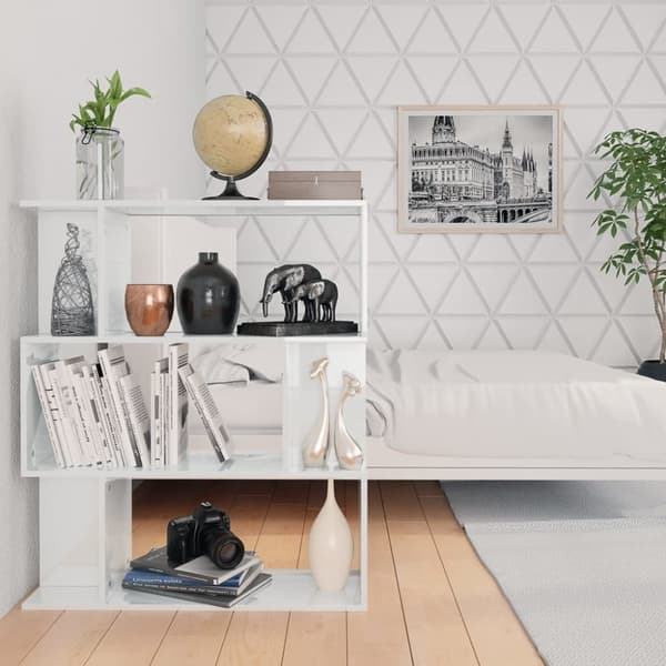 vidaXL Reol/rumdeler 80 x 24 x 96 cm spånplade hvid højglans