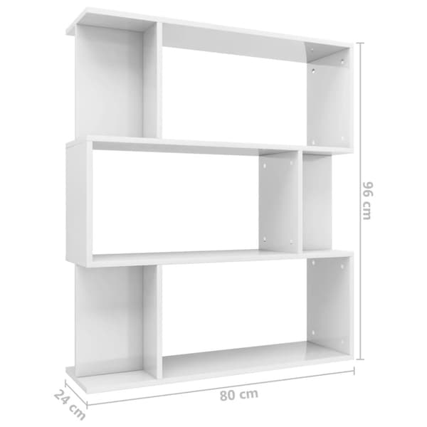 vidaXL Reol/rumdeler 80 x 24 x 96 cm spånplade hvid højglans