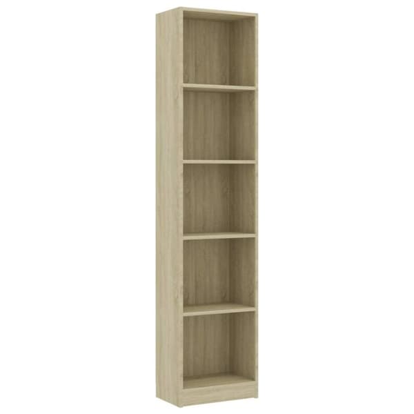 vidaXL Bogreol/reol med 5 hylder 40 x 24 x 175 cm spånplade sonoma-eg change