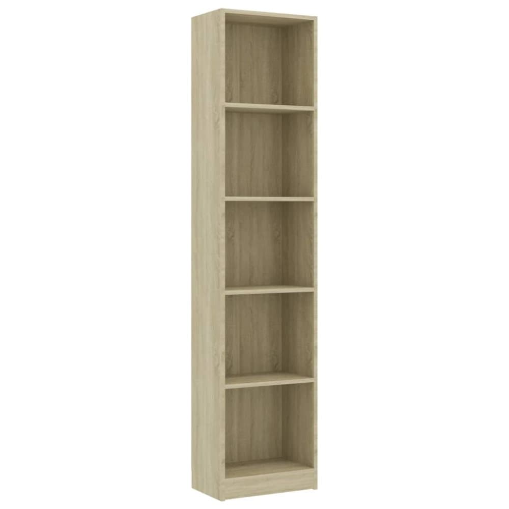 vidaXL Bokhylla 5 hyllor sonoma-ek 40x24x175 cm spånskiva