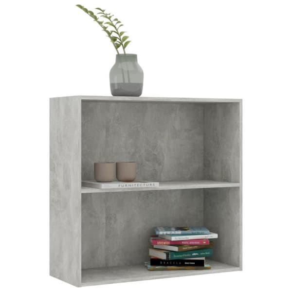 vidaXL Bogreol/reol med 2 hylder 80 x 30 x 76,5 cm spånplade betongrå change