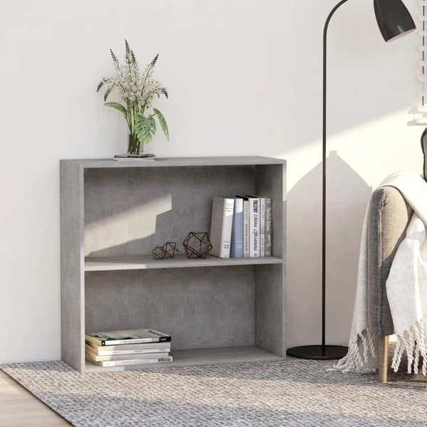 vidaXL Bogreol/reol med 2 hylder 80 x 30 x 76,5 cm spånplade betongrå change