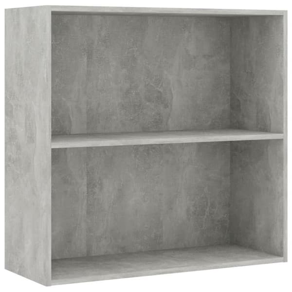 vidaXL Bogreol/reol med 2 hylder 80 x 30 x 76,5 cm spånplade betongrå change