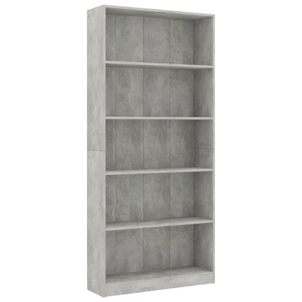 vidaXL Bokhylla 5 hyllor betonggrå 80x24x175 cm spånskiva