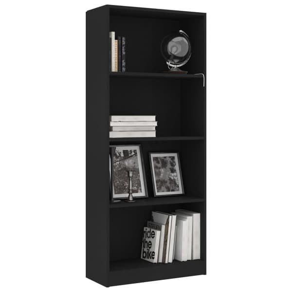 vidaXL Bogreol/reol med 4 hylder 60 x 24 x 142 cm spånplade sort change