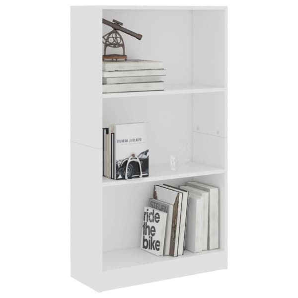 vidaXL Bogreol/reol med 3 hylder 60x24x109 cm konstrueret træ hvid change