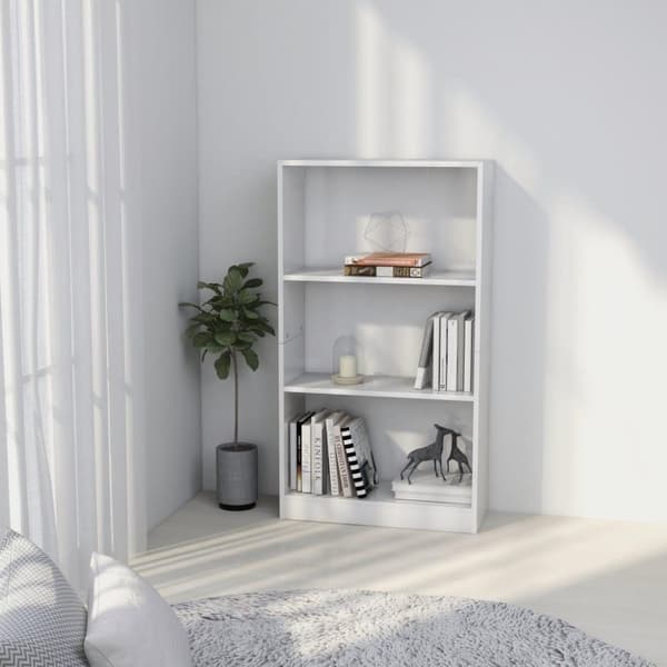 vidaXL Bogreol/reol med 3 hylder 60x24x109 cm konstrueret træ hvid change