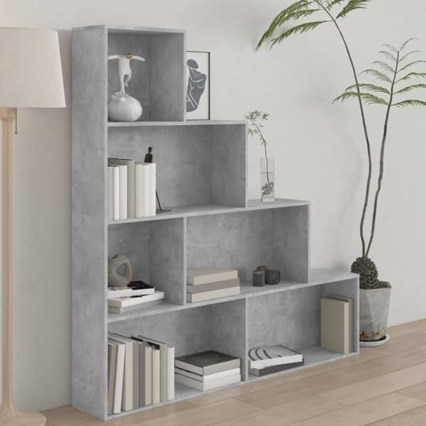 vidaXL Bogreol/reol/rumdeler 155 x 24 x 160 cm spånplade betongrå change