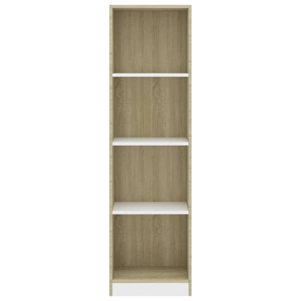 vidaXL Bogreol/reol med 4 hylder 40x24x142 cm konstrueret træ hvid og eg change