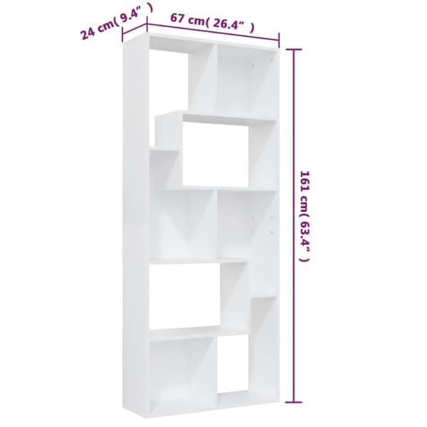 vidaXL Bokhylle hvit 67x24x161 cm konstruert tre