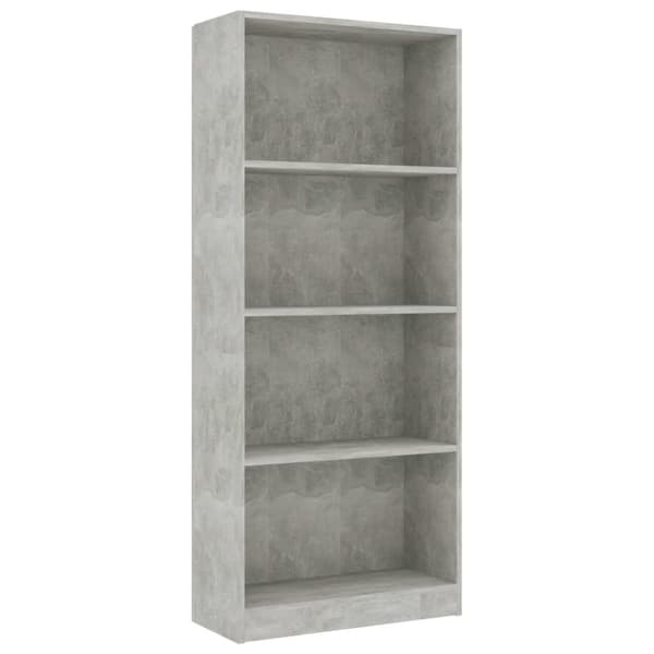 vidaXL Bogreol/reol med 4 hylder 60 x 24 x 142 cm spånplade betongrå change