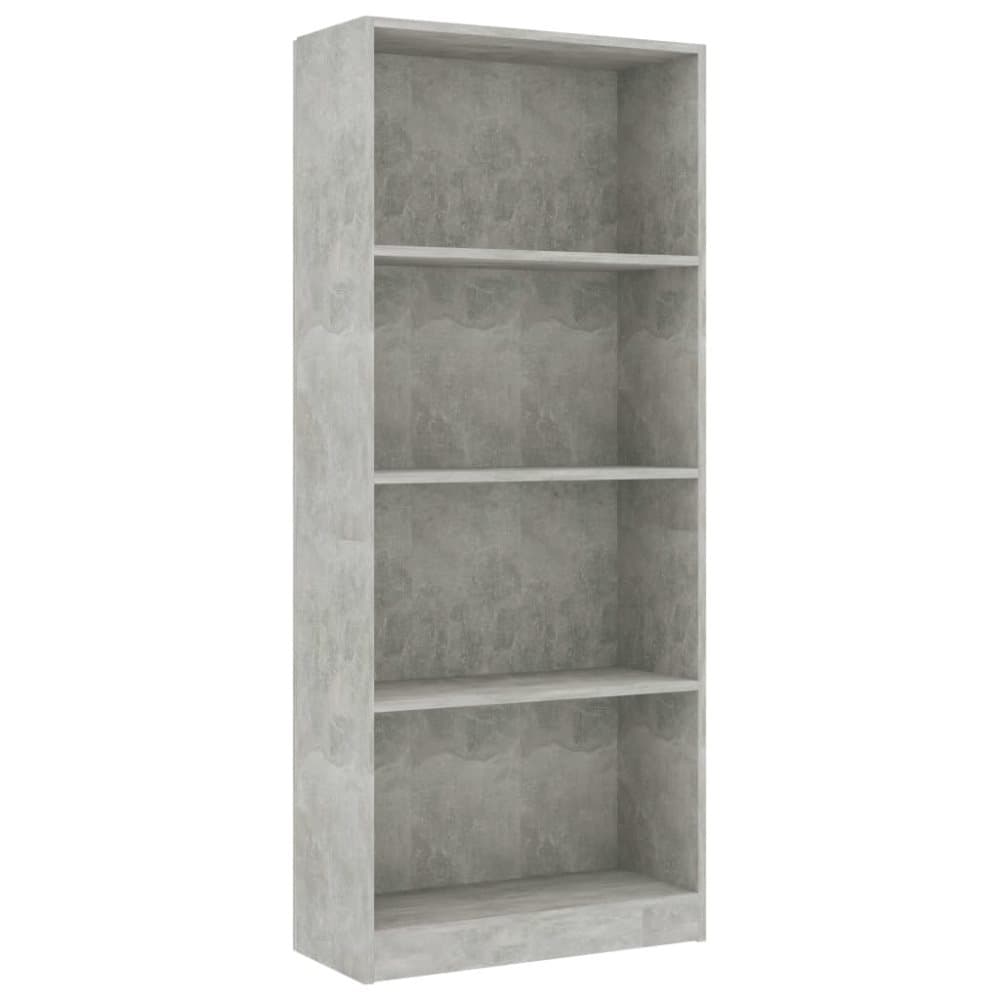vidaXL Bokhylla 4 hyllor betonggrå 60x24x142 cm spånskiva