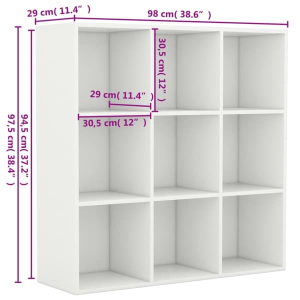 vidaXL Bogreol/reol 98x29x97,5 cm konstrueret træ hvid change