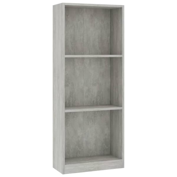 vidaXL Bogreol/reol med 3 hylder 40x24x109 cm konstrueret træ betongrå change