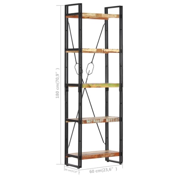 vidaXL Bokhylle 5 etasjer 60x30x180 cm gjenvunnet heltre