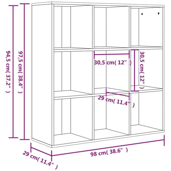 vidaXL Bogreol/reol 98x29x97,5 cm konstrueret træ betongrå change