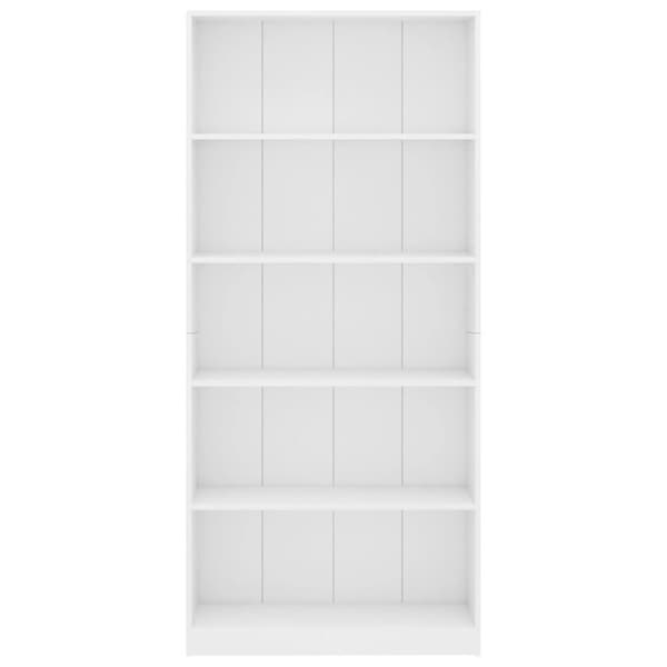 vidaXL Bogreol/reol med 5 hylder 80 x 24 x 175 cm spånplade hvid change