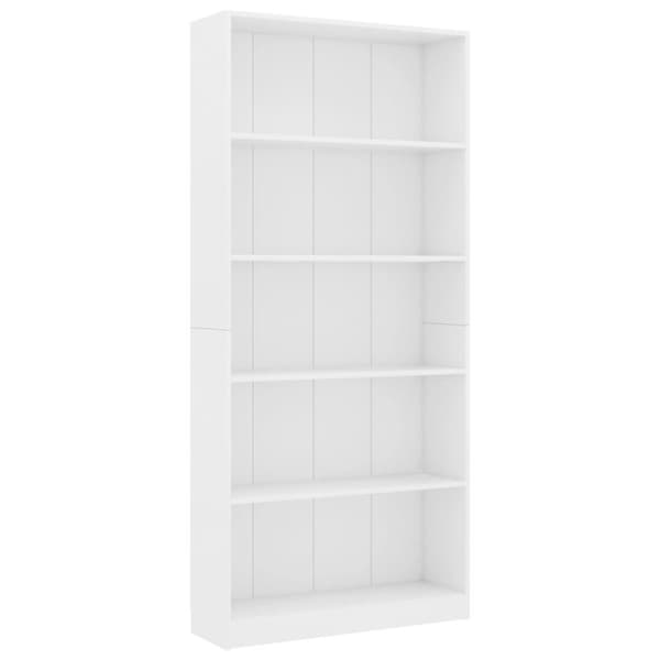 vidaXL Bogreol/reol med 5 hylder 80 x 24 x 175 cm spånplade hvid change