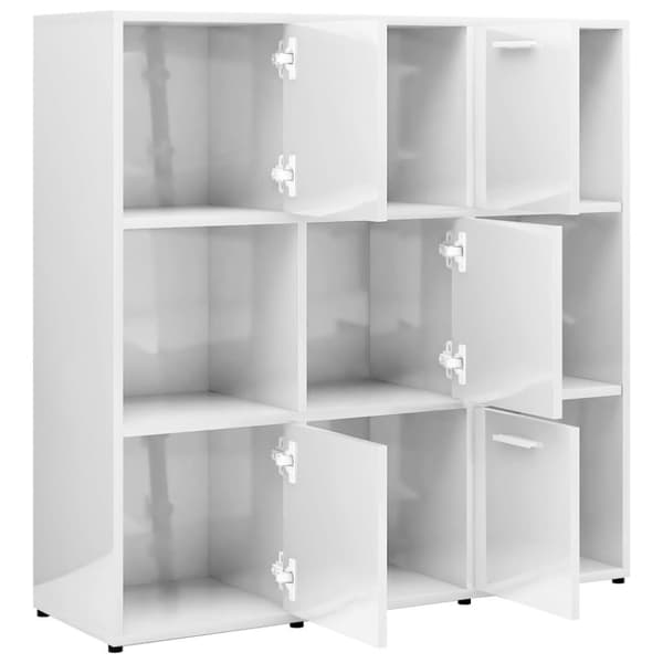 vidaXL Kirjahylly korkeakiilto valkoinen 90x30x90 cm lastulevy