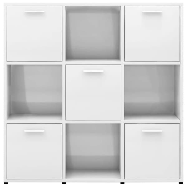 vidaXL Kirjahylly korkeakiilto valkoinen 90x30x90 cm lastulevy