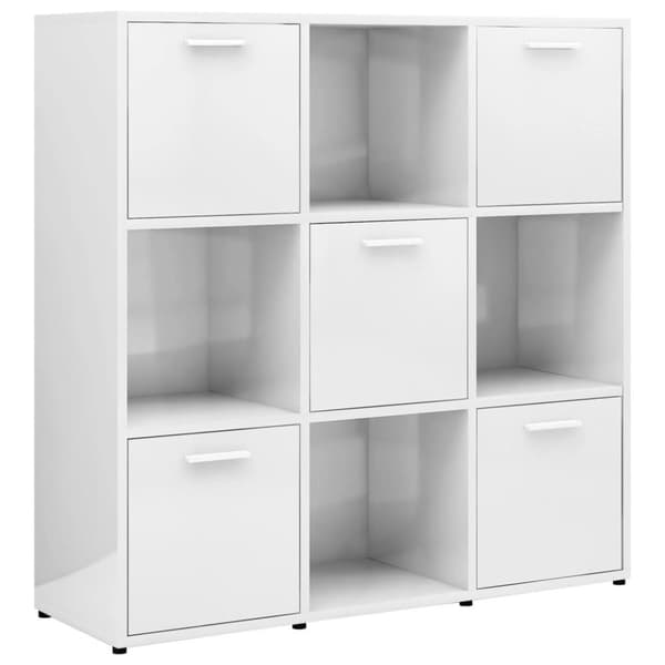 vidaXL Kirjahylly korkeakiilto valkoinen 90x30x90 cm lastulevy